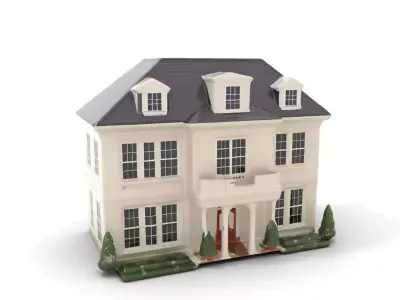 Classic White Mansion model pack Low-poly 3D model