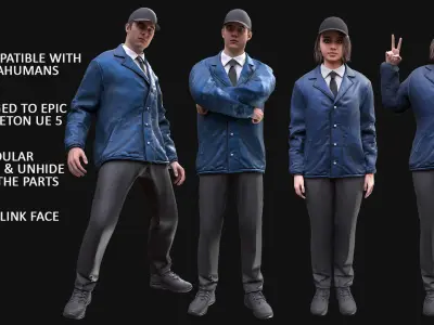 Mens and Womens Agent Uniform 1 3D Model Collection
