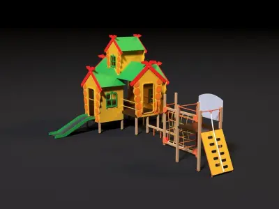 Childrens game complex Russian hut 3D model