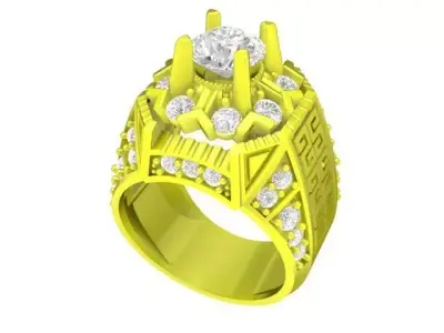 Luxury Halo Diamond Ring 3D Jewelry Model for Men 4819 3D print model