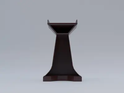 Pulpit Low-Poly wooden podium with two microphones Low-poly 3D model