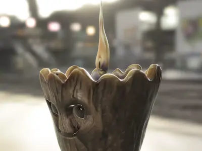 Groot shaped candle Low-poly 3D model