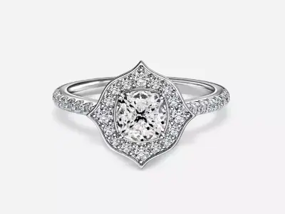 Halo Engagement Ring  02 3D print model