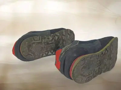 A pair of used sport shoe 018 Low-poly 3D model