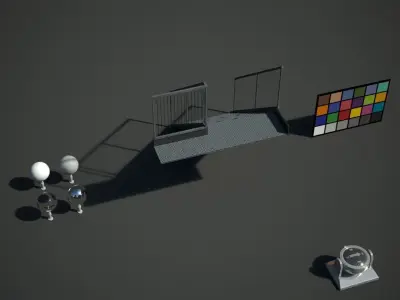 Steps railing on side of building Low-poly 3D model