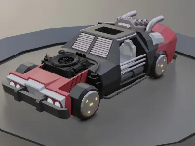 custom sci-fi car Low-poly 3D model