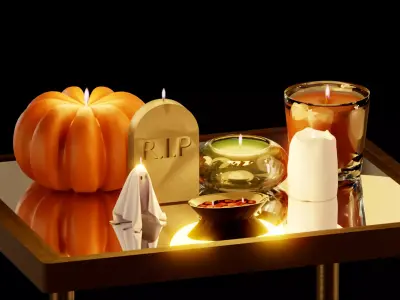 Halloween Candles Pundle with Animated Flame 3D model