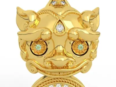 Movable Eye Pi Xiu Pendant Amulet Necklace 3D Model 3D print model