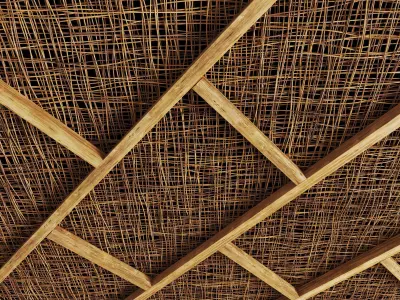 Ceiling diagonal wood  thin branch beam n3 3D model