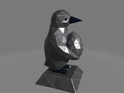 Low Poly Penguin hold an Egg 3D print model