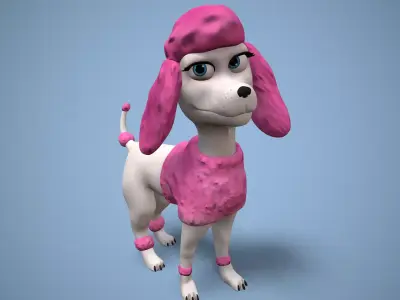 cartoon poodle Low-poly 3D model