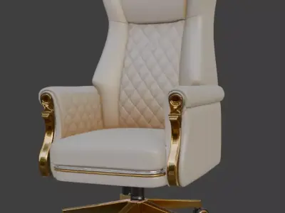 Luxury Cream and Gold Executive Office Chair 3D model