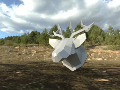 Low Poly Deer plane flying in sky Low-poly 3D model
