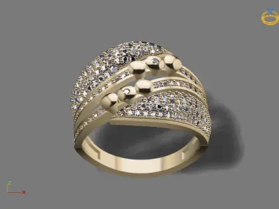 STL 3DM Print Ready Women Diamond Ring Lightweight Printable  3D print model 47