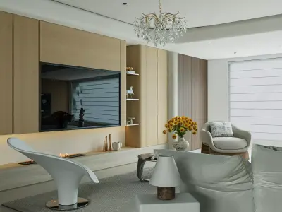 Livingroom and Kitchen 3D model