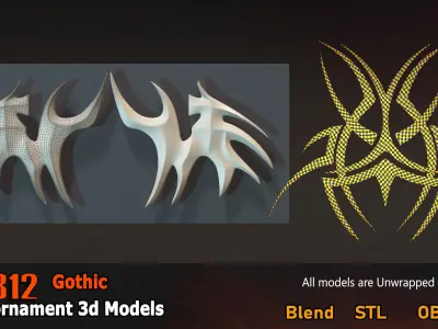 Gothic Ornaments 812 -Architectural Kitbash-3d model- VOL08 Low-poly 3D model