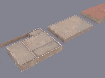 Old houses Low-poly 3D model