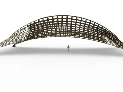 Architectural Tensile Structure Ridge with Anchors 3D model