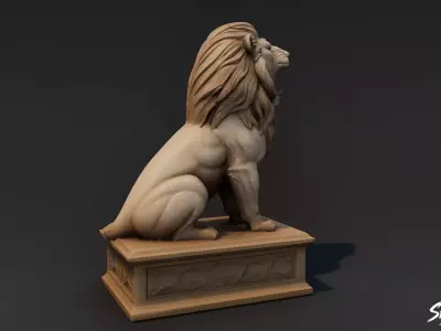 Lion Statue V2 Low-poly 3D model
