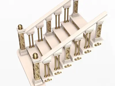 Carved Stair 04 White Low-poly 3D model