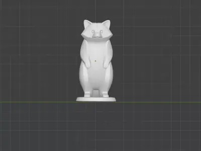 Raccoon sculpture minimalist and stylized 3D print model