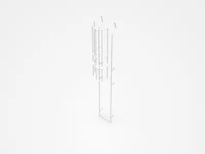 Industrial Ladder With Safety Hoops 3D model