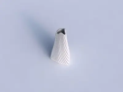 Vase puffy tipped triangle with extruded vertical lines 2 3D print model