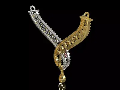 Two-Tone Intertwined Pave stl 3dm Necklace model jp0367 3D print model