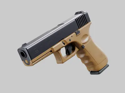 Glock 17 FDE Pistol Low-poly 3D model