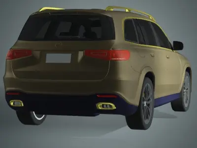Car - Golden Benz Low-poly 3D model