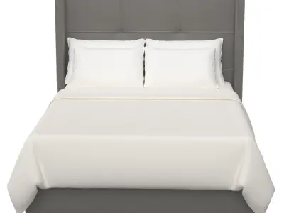 Beverly Bed With Rollout Footboard Storage Grey 3D model