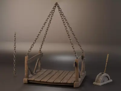 Fantasy Elevator with Lever Free low-poly 3D model