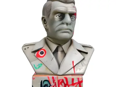 Vandalized Concrete General Bust Low-poly 3D model