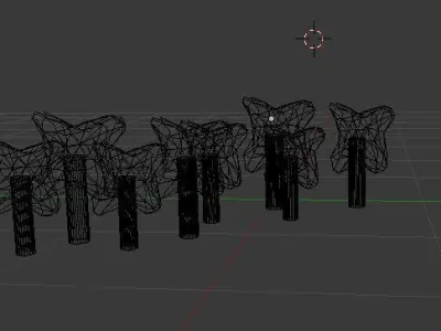low poly flower group of on sticks Free low-poly 3D model