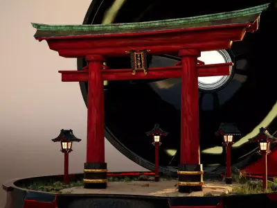 Japanese Torii Low-poly 3D model