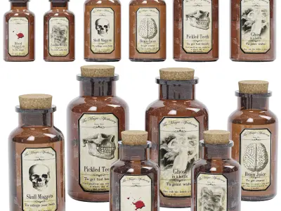 Halloween Decoration magical apothecary glass bottles 3D model
