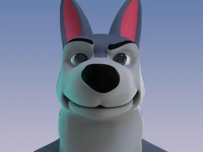 Stylized Old Wolf Rigged Low-poly 3D model