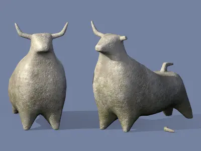 Stone bull statue Low-poly 3D model