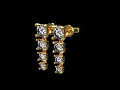 row earring  stud 4 types 3D print model