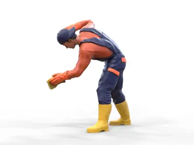 N8 Car Wash Worker with Sponge 3D print model