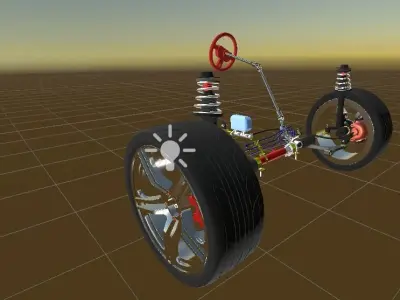 suspension  braking  and steering system Low-poly 3D model