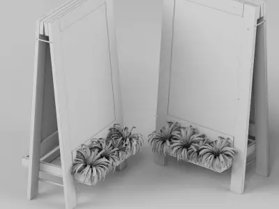 restaurant chalkboard 05 plants 3D model