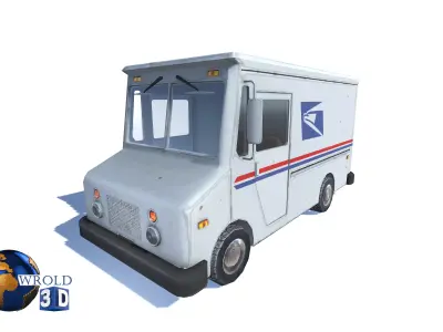 Mail Car lowpoly vehicle 3d model Low-poly 3D model