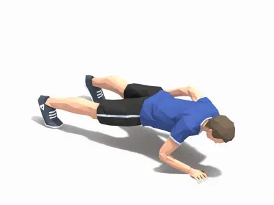 One Hand Pushups  Exercise Man Animation Low-poly 3D model