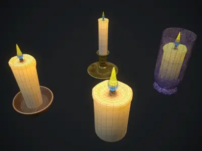 candle set 1 PBR Low-poly 3D model
