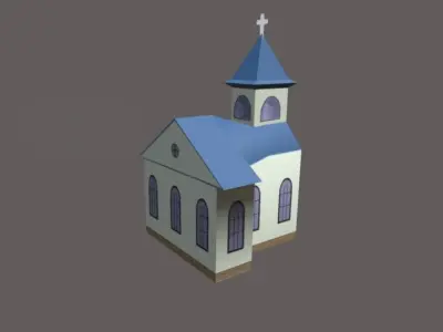 Church Low-poly 3D model with roof Free low-poly 3D model
