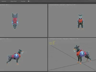 Cartoon German Pinscher - miniature hound dog Low-poly 3D model