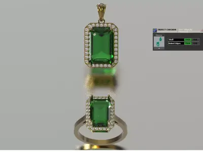 Rectangular Emerald and Diamond Half Set js0028 3D print model