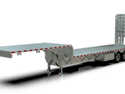 53ft Stepdeck Trailer 3D Model with Animated  Bi-Fold Ramps 3D model