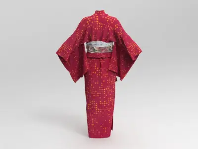 Red Yukata Dress 3D model